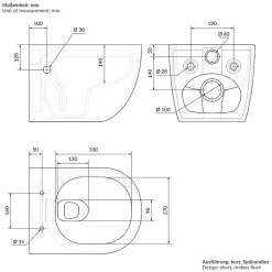 Toilette wc suspendu fonction bidet système de rinçage sans bord en céramique