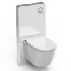 Toilettes Japonais céramique, WC lavant japonais avec module blanc (100,4x48,3x10,8cm) - WC 38,4x59,3x38cm - Basic 1102