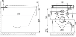 Toilettes Japonais céramique, WC lavant japonais avec module blanc (100,4x48,3x10,8cm) - WC 38,4x59,3x38cm - Basic 1102