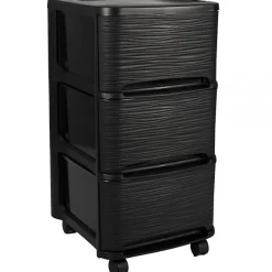 Tour de rangement en plastique moderne 3 tiroirs - Noir