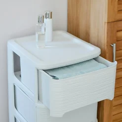 Tour de rangement en plastique moderne 3 tiroirs - Blanc
