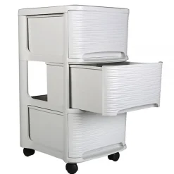Tour de rangement en plastique moderne 3 tiroirs - Blanc