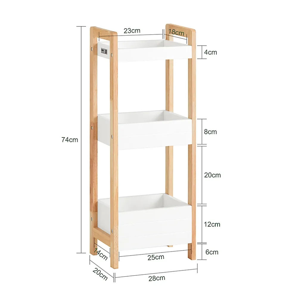 Tour de Rangement Etagère de Stockage, 3 étages FRG226-WN, SoBuy