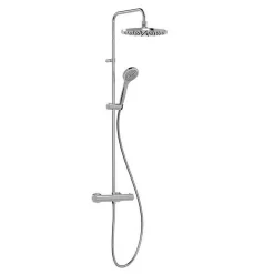 Tres Colonne de douche thermostatique XXL 250 + Douchette avec support coulissant et orientable 1 jet, Chrome (21639301)