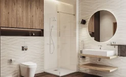 Tres Colonne de douche thermostatique XXL 250 + Douchette avec support coulissant et orientable 1 jet, Chrome (21639301)