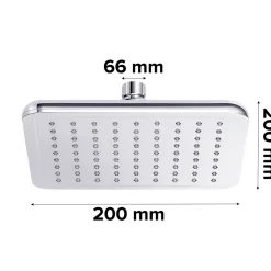 Tête de douche carrée 20 x 20 cm, chrome, Milia GoodHome