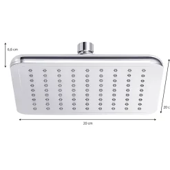 Tête de douche carrée 20 x 20 cm, chrome, Milia GoodHome
