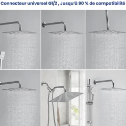 Tête de douche Inox Carrée 25cm Sofetiy Max Kit de douche
