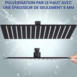 Tête de douche Inox Carrée 25cm Sofetiy Max Kit de douche