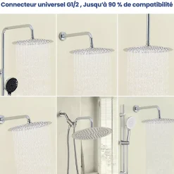 Tête de douche Inox Rond 30cm Sofetiy Max Kit de douche