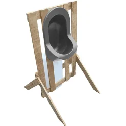 Urinoir d'extérieur en palette - Epuré - Gris - Design bohème - Réservoir 25 litres
