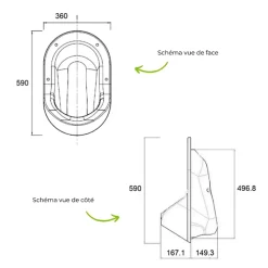 Urinoir sans eau encastrable TI'PI gris + kit valve parachute + pack entretien