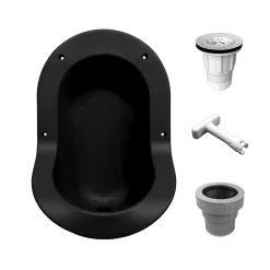 Urinoir sans eau encastrable Ti'Pi avec kit valve parachute et manchon droit - Polyéthylène - Noir