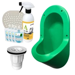 Urinoir sans eau encastrable TI'PI vert + kit valve parachute + pack entretien