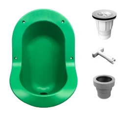 Urinoir sans eau encastrable Ti'Pi avec kit valve parachute et manchon droit - Polyéthylène - Vert