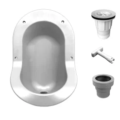 Urinoir sans eau encastrable Ti'Pi avec kit valve parachute et manchon droit - Polyéthylène - Blanc