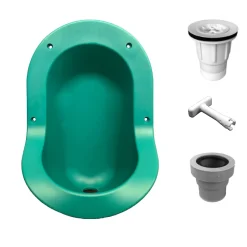 Urinoir sans eau encastrable Ti'Pi avec kit valve parachute et manchon droit - Polyéthylène - Bleu