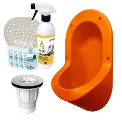 Urinoir sans eau encastrable TI'PI orange + kit valve parachute + pack entretien