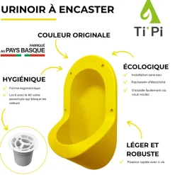 Urinoir sans eau encastrable TI'PI jaune + kit valve parachute + pack entretien
