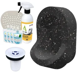 Urinoir sans eau mural TI'PI galaxie + kit valve bec de canard + pack entretien