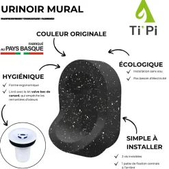 Urinoir sans eau mural TI'PI galaxie + kit valve bec de canard + pack entretien