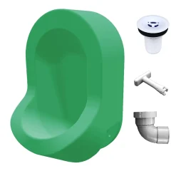 Urinoir sans eau mural Ti'Pi avec kit valve et manchon droit - Polyéthylène - Vert