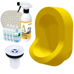 Urinoir sans eau mural TI'PI jaune + kit valve bec de canard + pack entretien