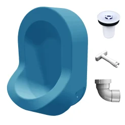 Urinoir sans eau mural Ti'Pi avec kit valve et manchon droit - Polyéthylène - Bleu