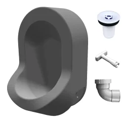 Urinoir sans eau mural Ti'Pi avec kit valve et manchon droit - Polyéthylène - Gris