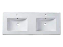 Vasque à encastrer blanche rectangle en céramique - 122 x 46,5 cm - MOTIAC