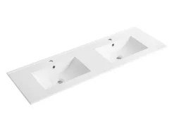 Vasque à encastrer blanche rectangle en céramique - 151 x 46,5 cm - MOTIAC
