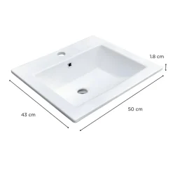Vasque à encastrer rectangulaire LINA 50x43cm + robinet + bonde