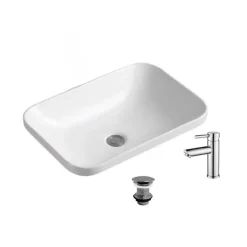 Vasque à encastrer rectangulaire 53x37cm PALMA + robinet + bonde