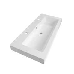 Vasque à encastrer rectangulaire - 100 x 46 cm - Blanc brillant - LIVO