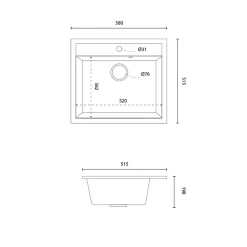 Vasque à encastrer SINK en résine 58x52 cm