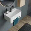 Vasque / Lavabo mural rectangulaire Fonte minérale 50x31x20cm Blanc mat, sans bonde ni cache - NT8558