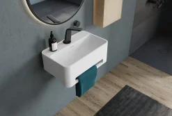 Vasque / Lavabo mural rectangulaire Fonte minérale 50x31x20cm Blanc mat, sans bonde ni cache - NT8558