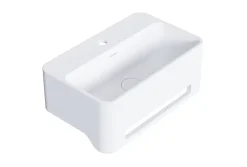 Vasque / Lavabo mural rectangulaire Fonte minérale 50x31x20cm Blanc mat, sans bonde ni cache - NT8558