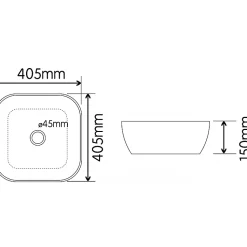 Vasque à poser 40.5 cm- blanc brillant en céramique - Vienne
