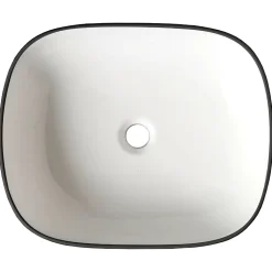 Vasque à poser 49.5 cm blanche avec liseré noir - Mady