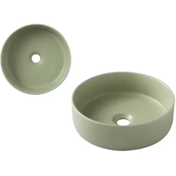 Vasque à poser Andria 37cm - Vert mat - Rebords fins