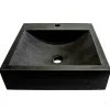 Vasque à poser carrée en basalte noir L.45 x H.10 x P.45 cm, Casa Linea Alba