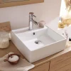 Vasque à poser carrée en céramique blanche 38cm