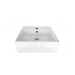 Vasque à poser carrée en céramique blanche 38cm