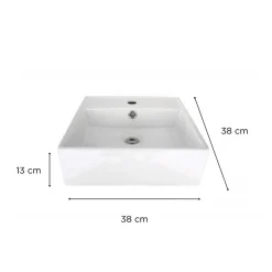 Vasque à poser carrée en céramique blanche 38cm