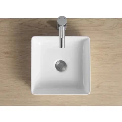 Vasque à poser carrée en céramique blanche 30cm