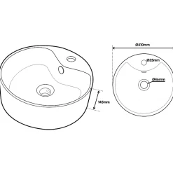 Vasque à poser Curve 41cm- ronde blanche