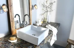 Vasque à poser en céramique blanche l.38 x H.13 x P.38,5 cm GoodHome Padma