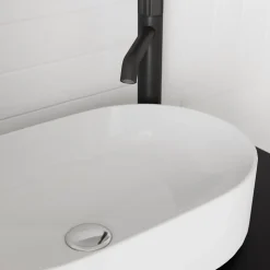 Vasque à poser en céramique l.48 x H.12,5 x P.30 cm, blanc brillant, GoodHome Levanna