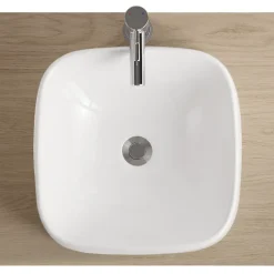 Vasque à poser en céramique l.39 x H.14,5 x P.39 cm, blanc brillant, Homesight Squircle